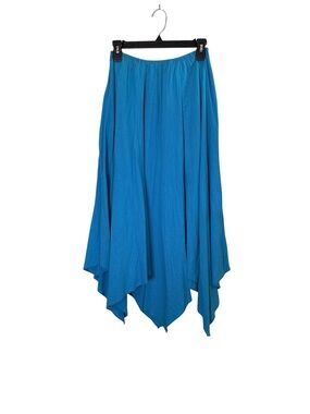 Dotti Vintage Teal-Blue Asymmetric Cotton Handkerchief Hem Skirt sz M
